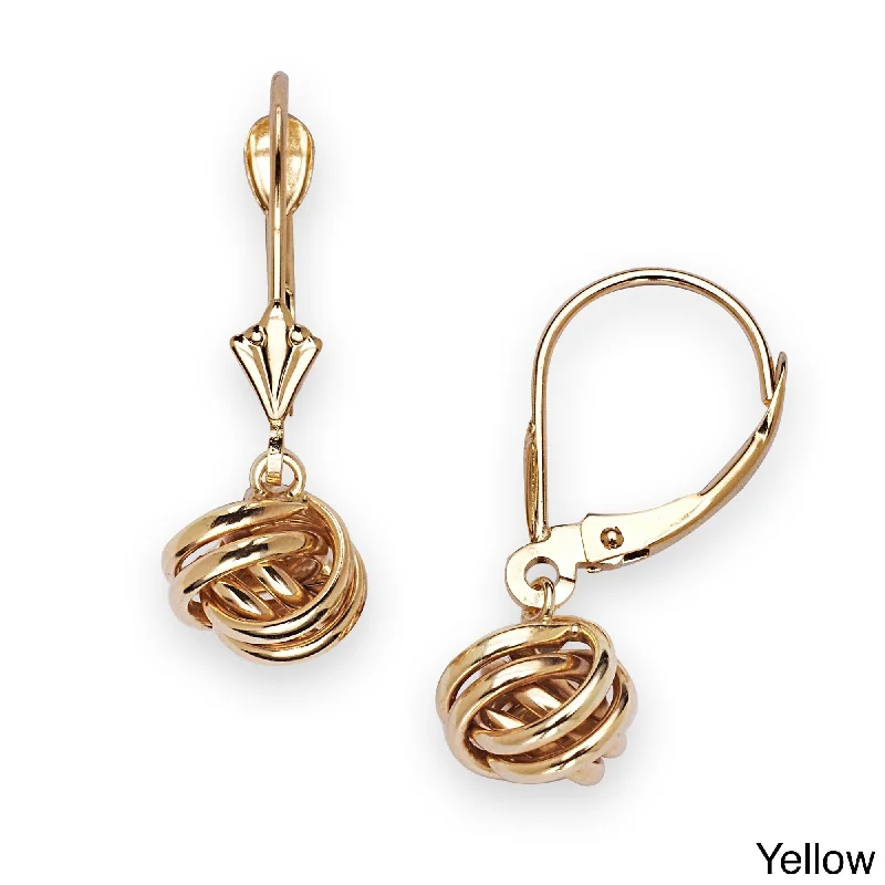 Best hoop earrings with oval shapes for a unique and elongated design-Curata 14k Yellow or White Gold 24x8mm Hanging Love Knot Lever Back Earrings