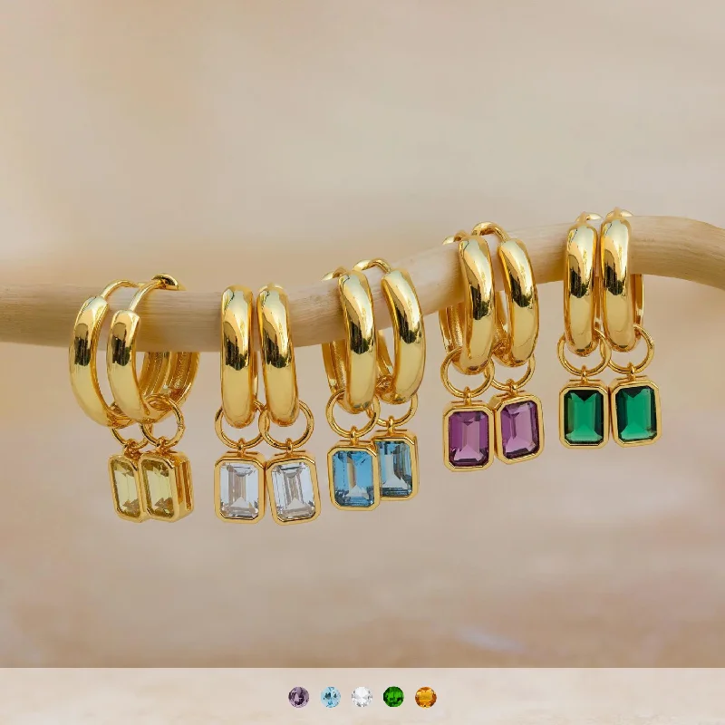 Stylish hoop earrings with diamond accents for an elegant and sparkling effect-Dangling Gemstone Hoops