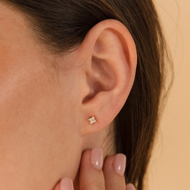 Hoop earrings with stacked layers for a bold and textured design-Diamond Ivy Flower Studs