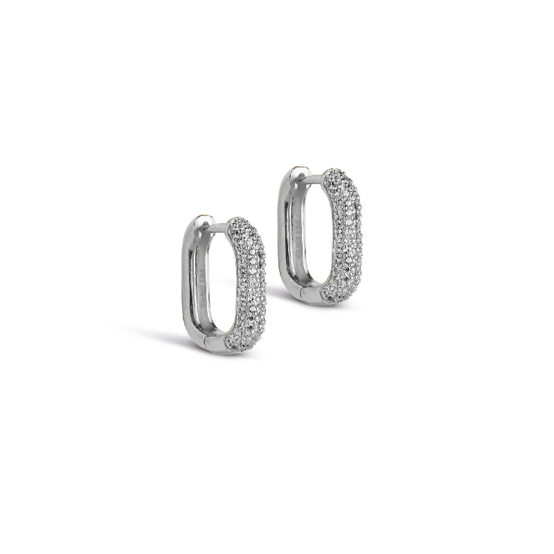 Hoop earrings with abstract shapes for an artistic and creative touch-Hoops, Sparkling Square 15 mm