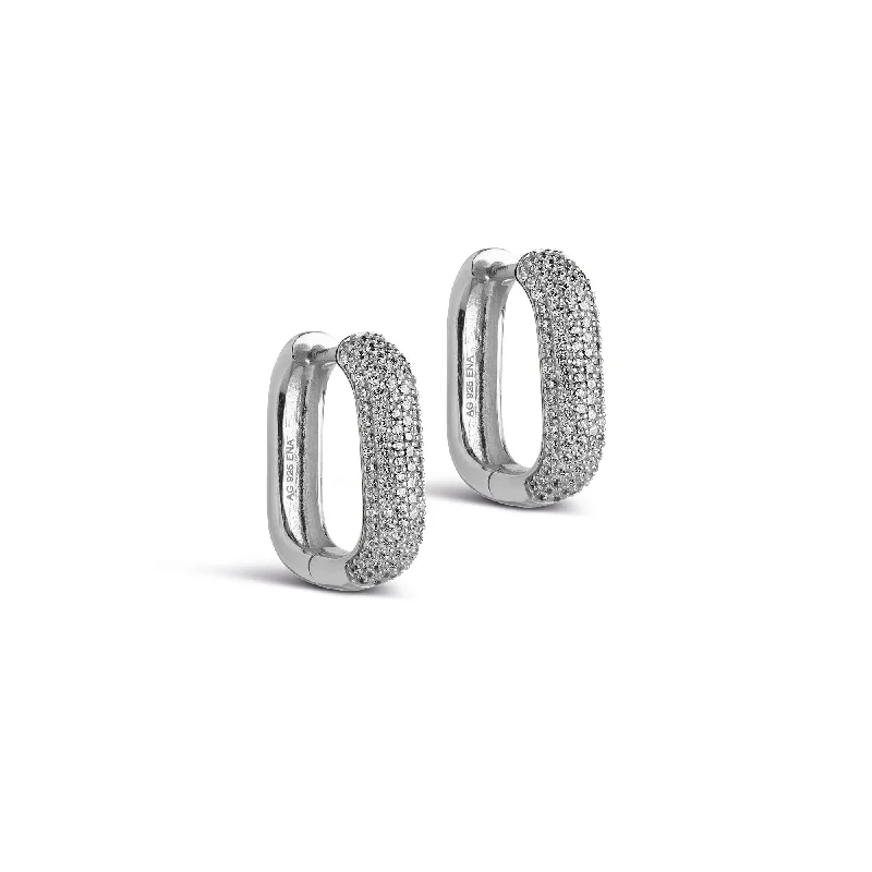 Best hoop earrings with blackened metal for an edgy and bold appearance-Hoops, Sparkling Square 18 mm