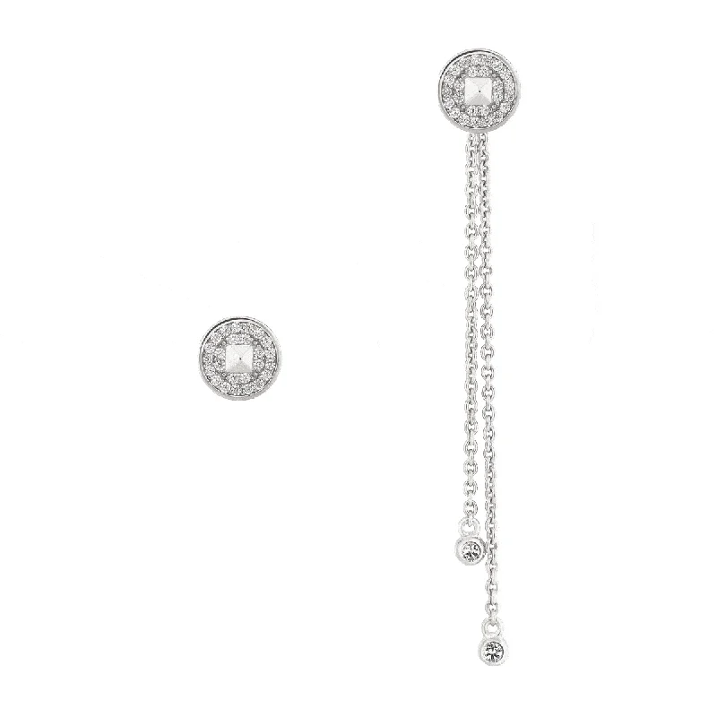 Best hoop earrings with intricate beaded details for a textured, stylish appearance-Earrings Asymmetric VOYAGE SWING Pavé SI