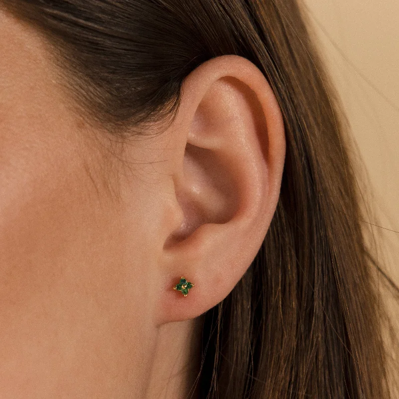 Hoop earrings with satin finishes for a smooth and elegant appearance-Emerald Ivy Flower Studs