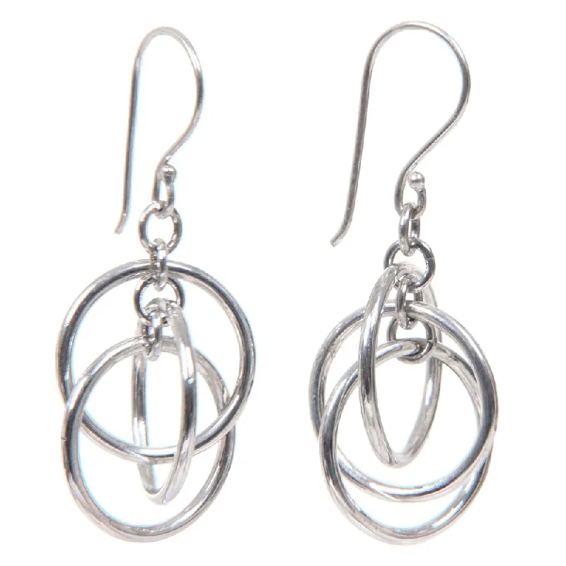 Hoop earrings with cut-out designs for a creative and lightweight effect-Handmade Sterling Silver 'Ring Ring' Earrings (Indonesia) - 1.6*0.7