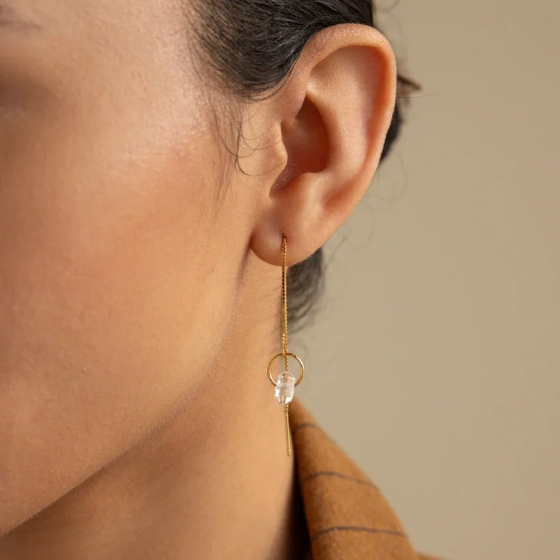 Best hoop earrings with tribal designs for a cultural and exotic aesthetic-Herkimer Diamond Threader Earrings