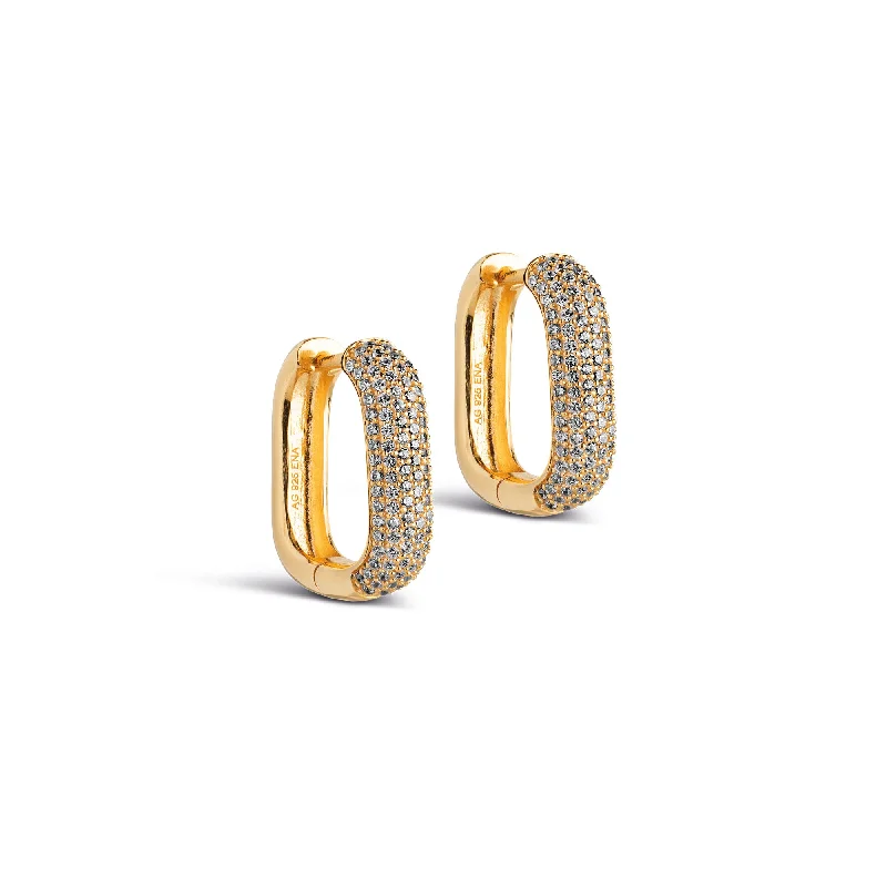 Best hoop earrings with sparkling cubic zirconia for a brilliant, budget-friendly effect-Hoops, Sparkling Square 18 mm