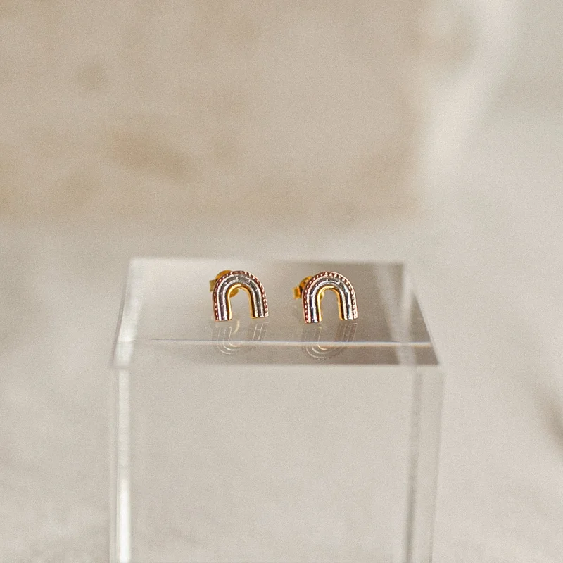 Hoop earrings with oversized pearl accents for a statement-making look-Hope Rainbow Studs