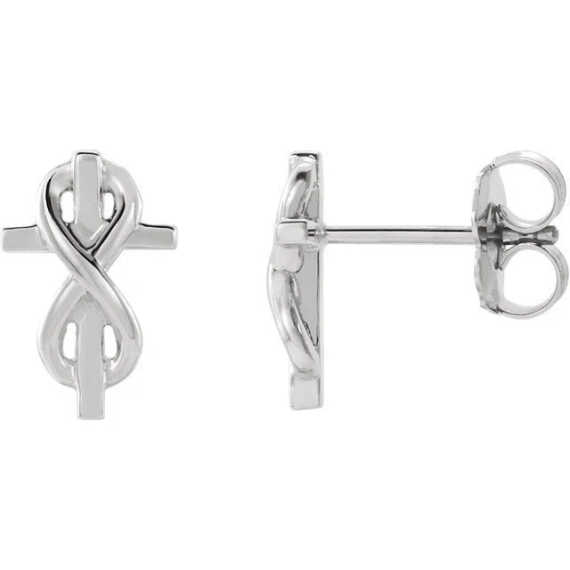 Hoop earrings with removable pendants for a versatile and customizable accessory-INFINITY-INSPIRED CROSS EARRINGS