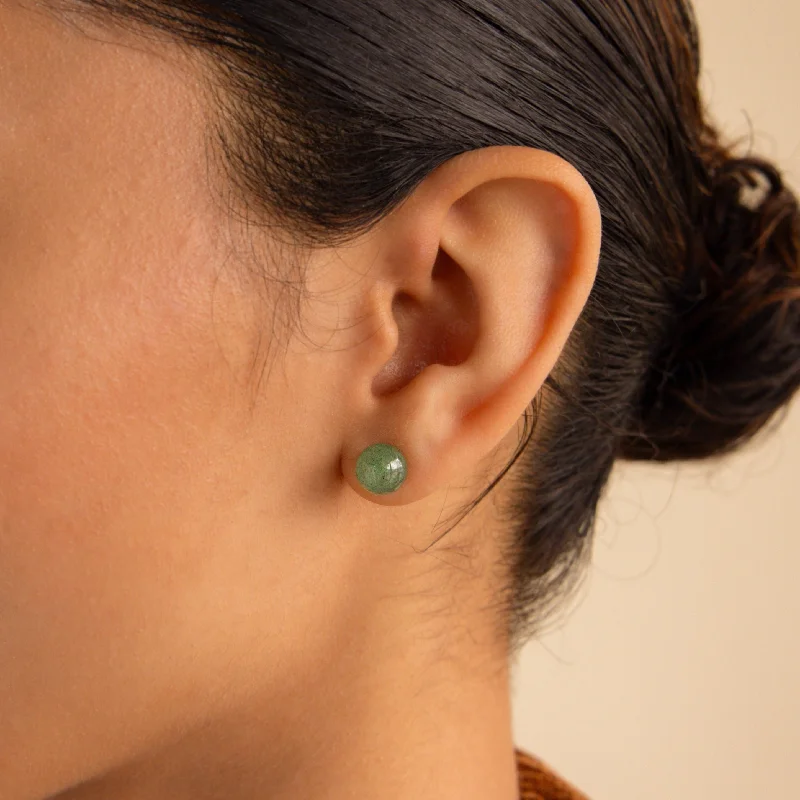 Best hoop earrings with enamel details for a colorful and modern look-Jade Bead Studs