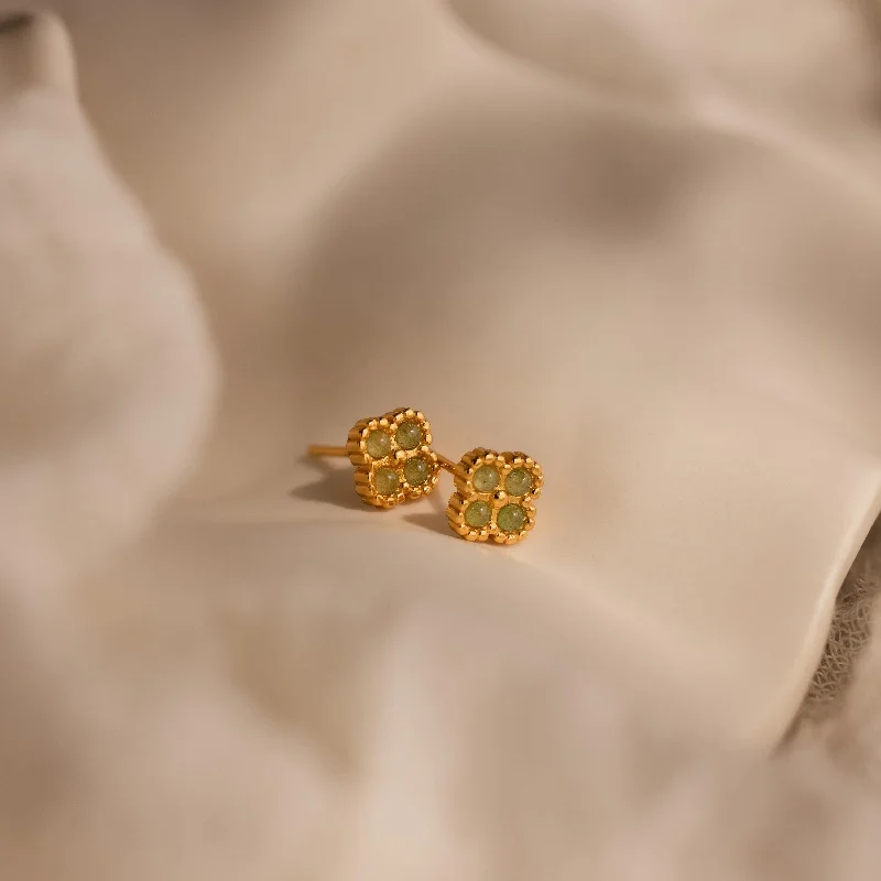 Hoop earrings with a matte finish for a sleek and sophisticated appearance-Jade Clover Studs