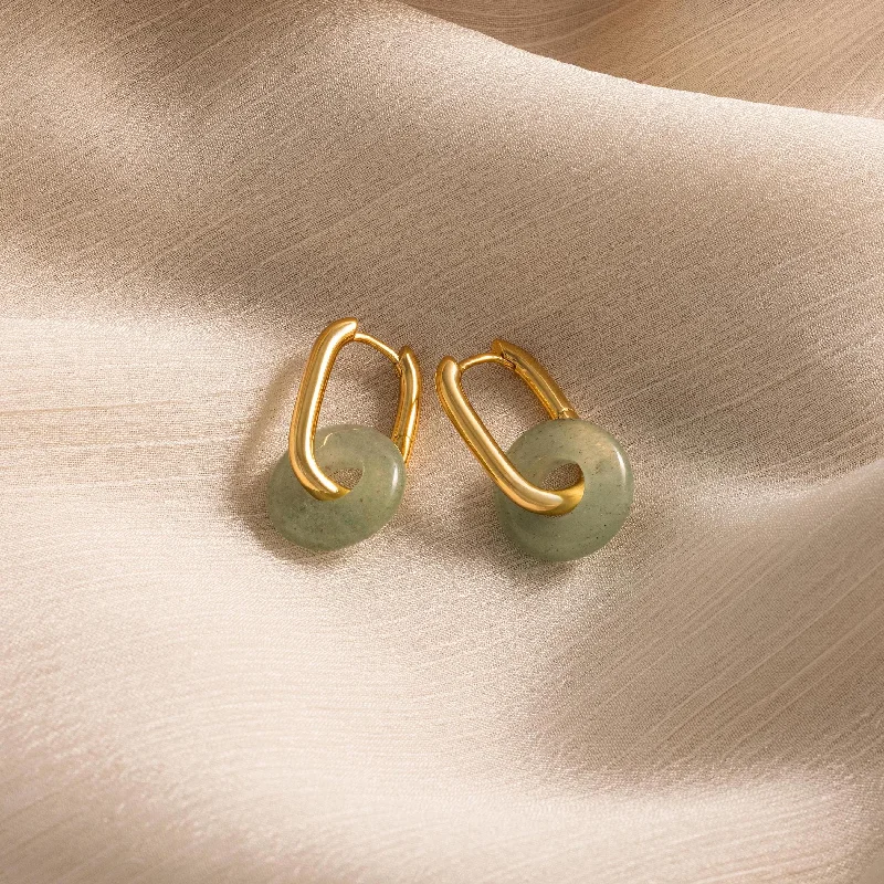 Hoop earrings with textured gold for a refined and sophisticated aesthetic-Jade Link Hoops