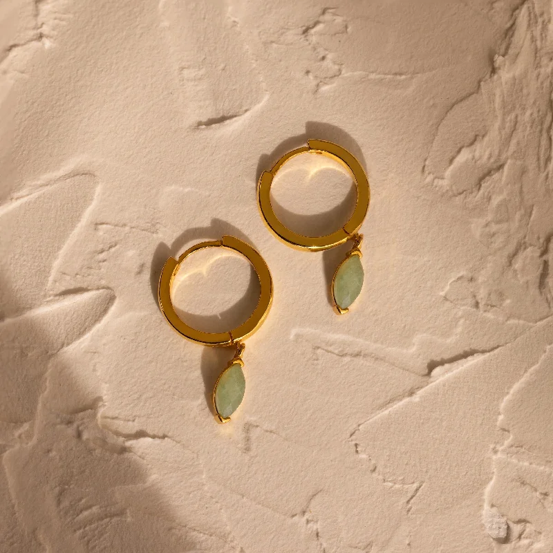 Hoop earrings with leather accents for a sleek and bold combination-Jade Marquise Huggies