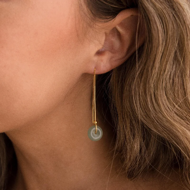 Hoop earrings with circle designs for a classic and timeless shape-Jade Threader Earrings