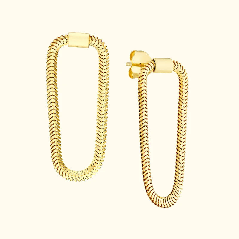 Hoop earrings with tortoiseshell designs for a chic and classic style-Loop Snake Chain Earrings