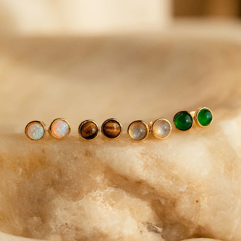 Hoop earrings with intricate designs for a unique and artistic appearance-Manifest Gemstone Studs