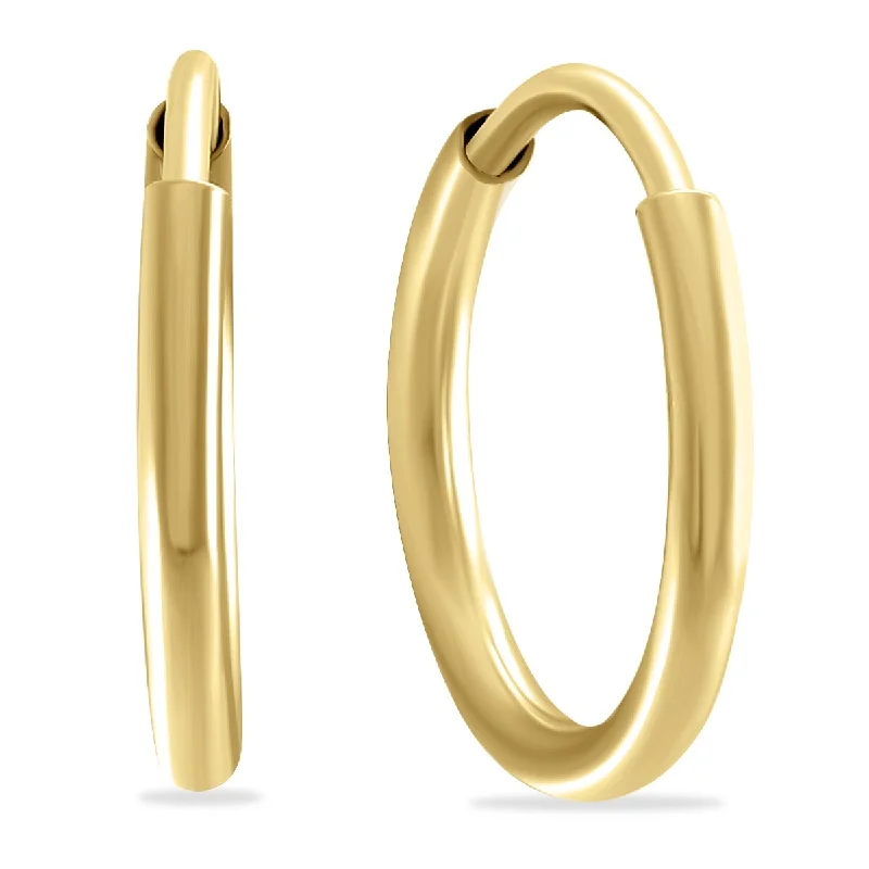 Best hoop earrings with geometric hexagon shapes for a modern, angular look-Marquee Jewels 12mm Endless 14K Yellow Gold Filled Thin Huggie Hoop Earrings