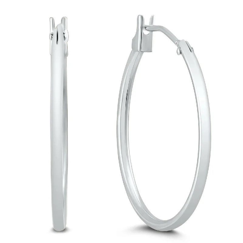 Best hoop earrings with geometric cuts for a sharp, modern appeal-Marquee Jewels 14K White Gold 21MM Hoop Earrings (1.5MM Gage)