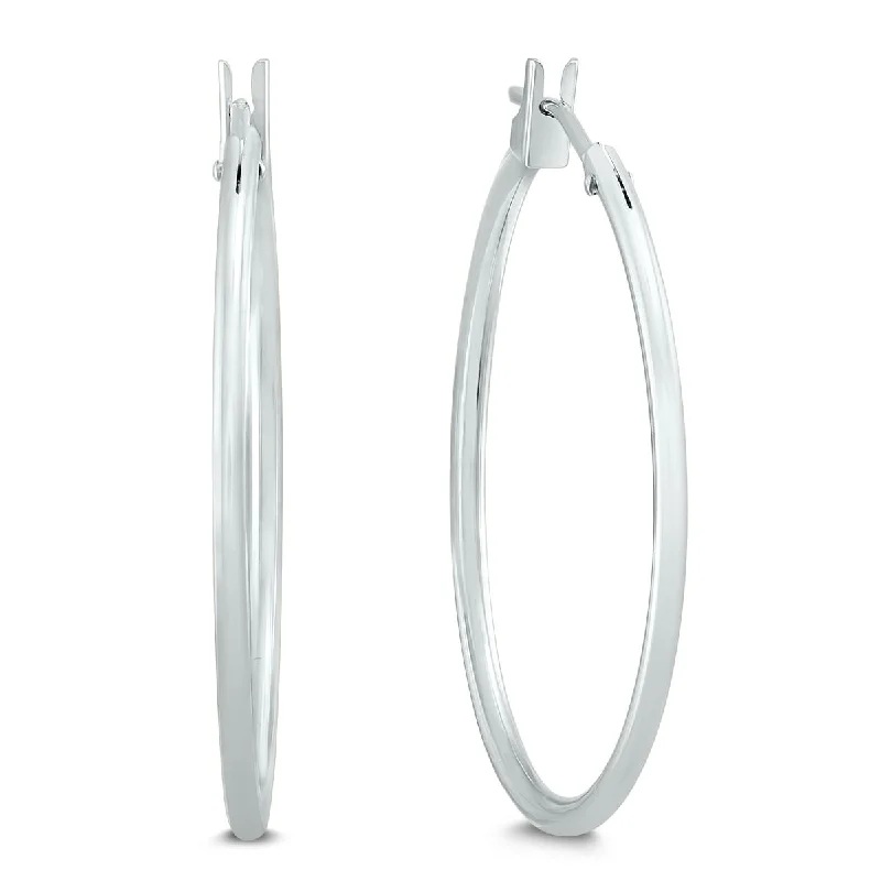 Best hoop earrings with custom designs for a personalized, unique accessory-Marquee Jewels 14K White Gold 25MM Hoop Earrings (1.5MM Gage)