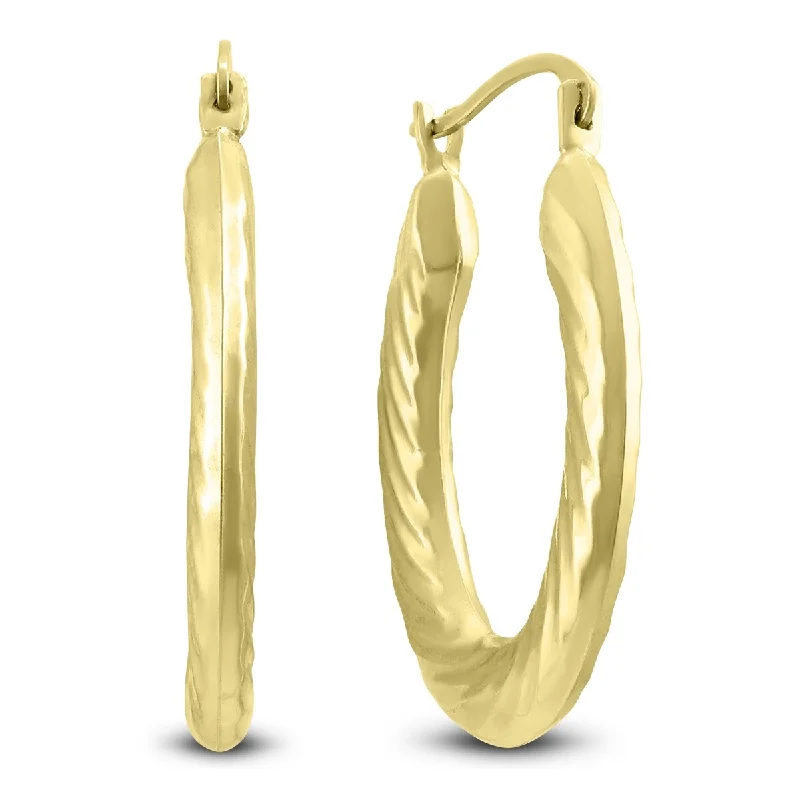 Best hoop earrings with geometric pendants for a modern, chic appeal-Marquee Jewels Fluted 14K Yellow Gold Hoop Earrings (24mm)