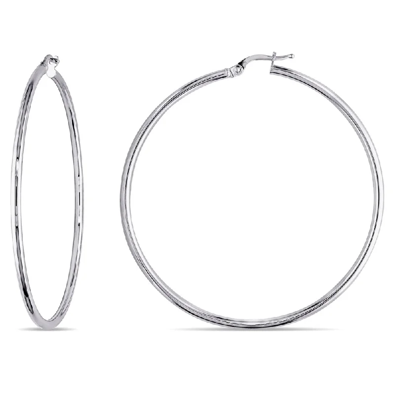 Hoop earrings with a matte black finish for a sleek, edgy vibe-Miadora 10k White Gold Italian Hoop Earrings