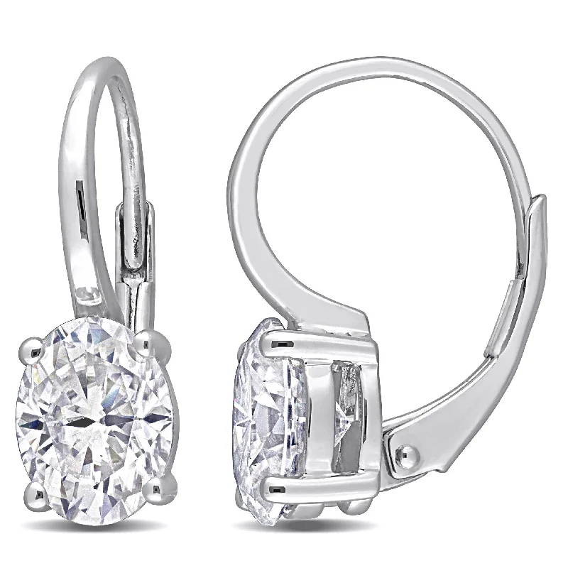 Best hoop earrings with sterling silver for an affordable and chic design-Miadora 2 1/2ct DEW Oval Created Moissanite Leverback Earrings in Sterling Silver