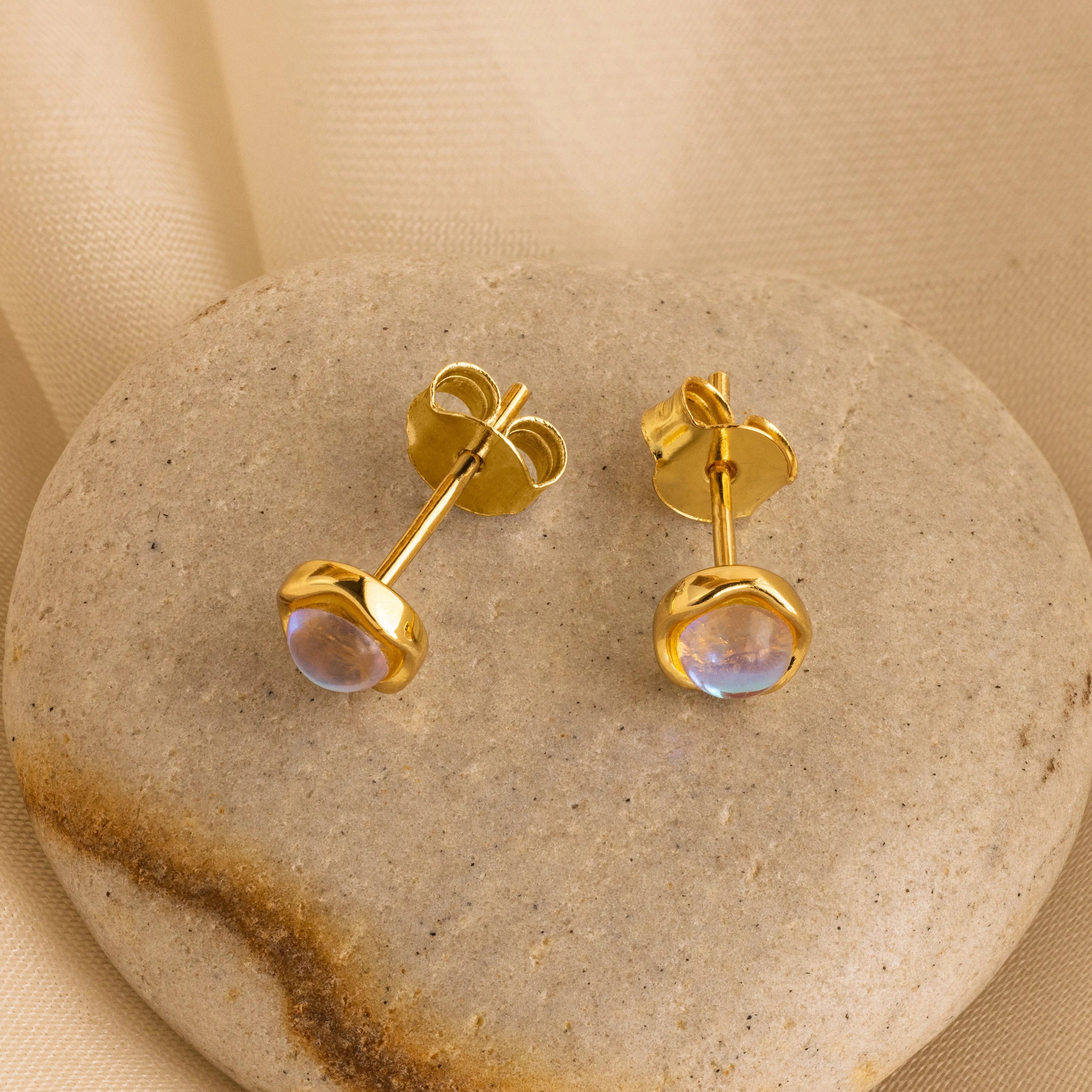 Hoop earrings with luxe velvet finishes for a rich and luxurious touch-Moonstone Studs