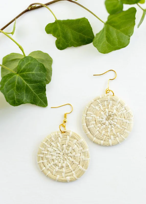 Best hoop earrings with intricate beaded details for a textured, stylish appearance-Natural Woven Basket Earrings