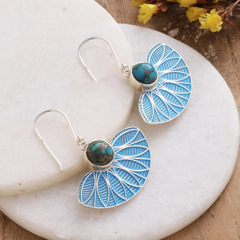 Hoop earrings with twisted leather for a chic and modern boho look-Novica Handmade Blue Utopia Sterling Silver Dangle Earrings