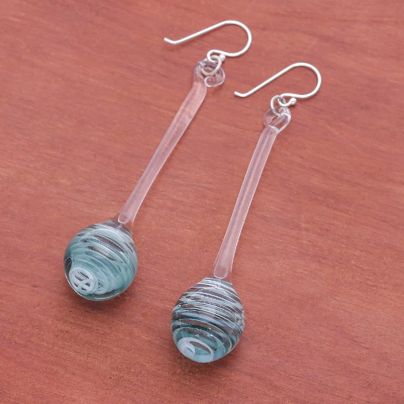 Hoop earrings with luxe velvet finishes for a rich and luxurious touch-Novica Handmade Celestial Pendulum Handblown Glass Dangle Earrings