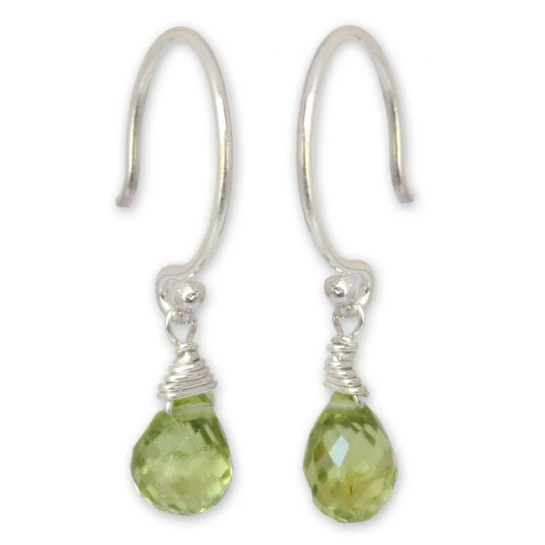 Best hoop earrings with gold-plated finishes for an affordable luxury vibe-Novica Handmade Dewdrops Peridot Earrings (Thailand)