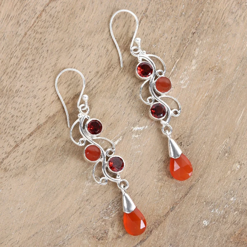 Best hoop earrings with detachable studs for a versatile and adjustable accessory-Novica Handmade Enchanted Jewels Carnelian And Garnet Dangle Earrings