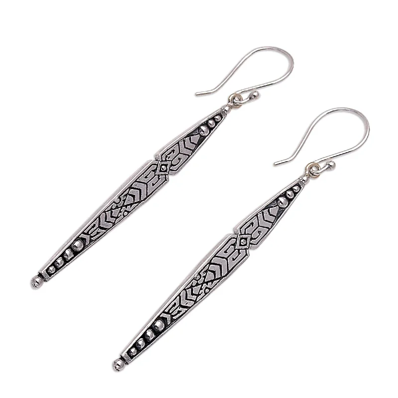 Best hoop earrings with crescent-shaped designs for a bold, moon-inspired style-Novica Handmade Feminine Shield Sterling Silver Dangle Earrings