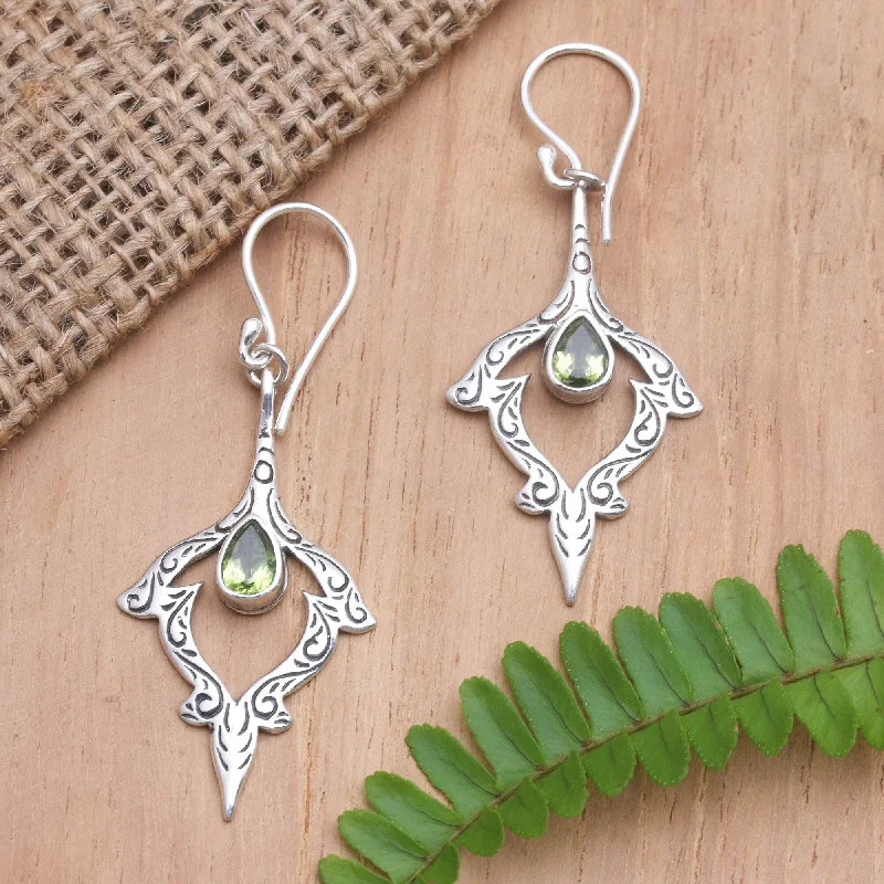 Best hoop earrings with gold for a luxurious and timeless look-Novica Handmade Green Beauty Peridot Dangle Earrings