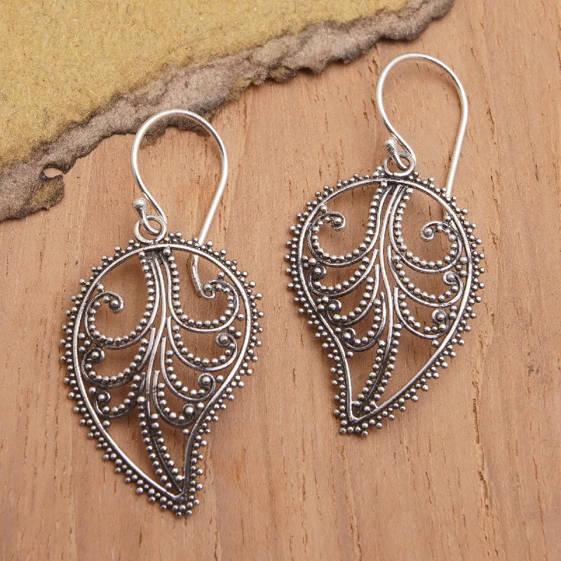 Stylish hoop earrings with diamond accents for an elegant and sparkling effect-Novica Handmade Leaves Of Fall Sterling Silver Dangle Earrings