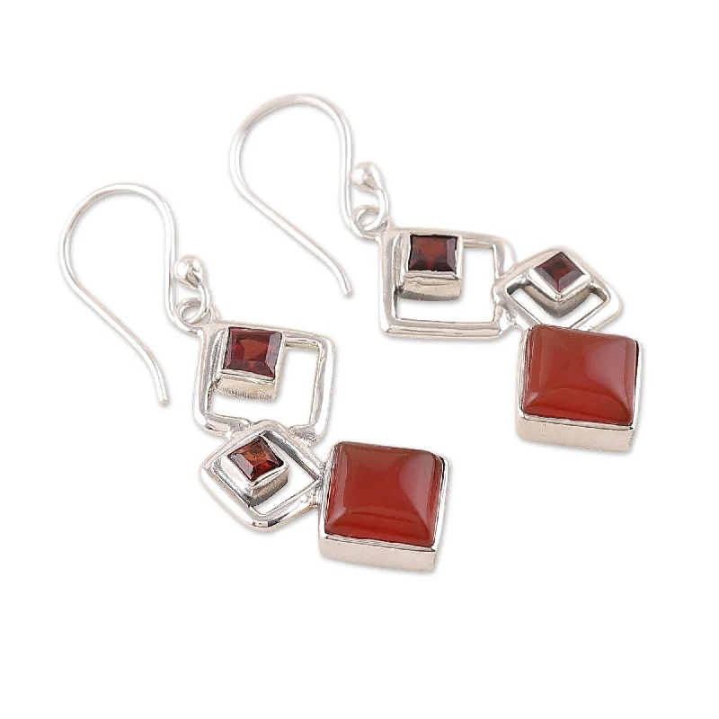 Best hoop earrings with minimal embellishments for a sleek and modern look-Novica Handmade Nouvelle Red Garnet And Carnelian Dangle Earrings