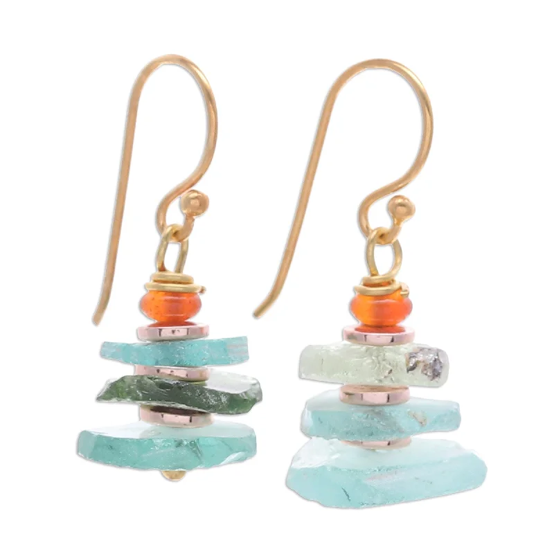 Best hoop earrings with gold for a luxurious and timeless look-Novica Handmade Ocean Bohemian Gold-Plated Chalcedony And Hematite Earrings