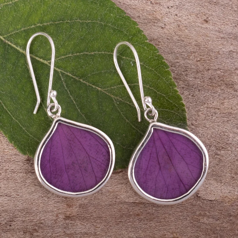 Best hoop earrings with blackened metal for an edgy and bold appearance-Novica Handmade Plum Hydrangea Sterling Silver Dangle Earrings