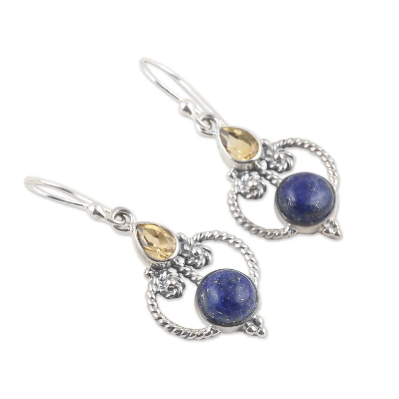 Hoop earrings with intricate designs for a unique and artistic appearance-Novica Handmade Royal Mansion Lapis Lazuli And Citrine Dangle Earrings