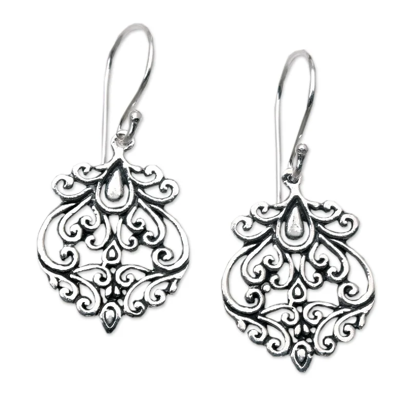 Best hoop earrings with vintage rhinestone embellishments for a retro-glam effect-Novica Handmade The Leaf Life Sterling Silver Dangle Earrings