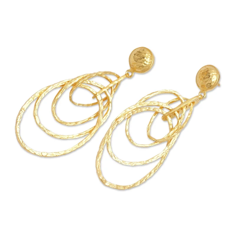 Best hoop earrings with baroque pearls for a luxurious and elegant vibe-Novica Handmade Timeless Circles Gold-Plated Dangle Earrings