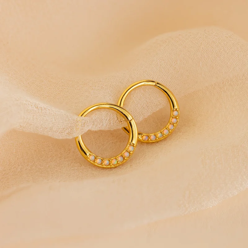 Best hoop earrings with marbled designs for a trendy and artistic effect-Opal Cartilage Huggies