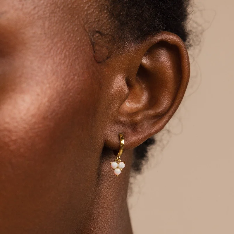 Lightweight hoop earrings for comfortable and all-day wear-Opal Cluster Huggies