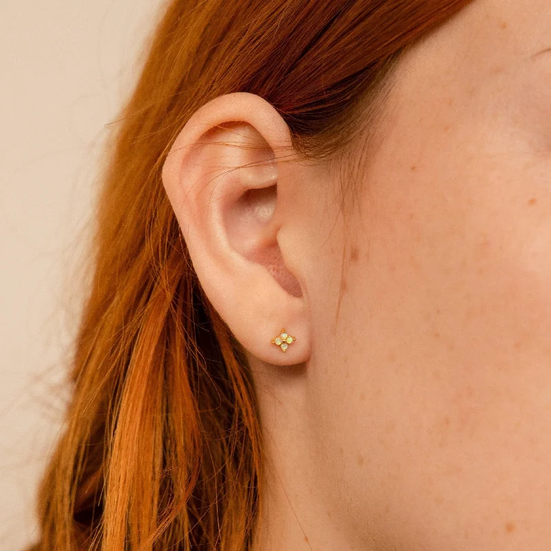 Hoop earrings with textured finishes for a vintage and classic style-Opal Ivy Flower Studs