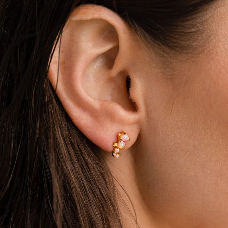 Best hoop earrings with snake-inspired designs for an edgy and fierce vibe-Pink Opal Seahorse Studs