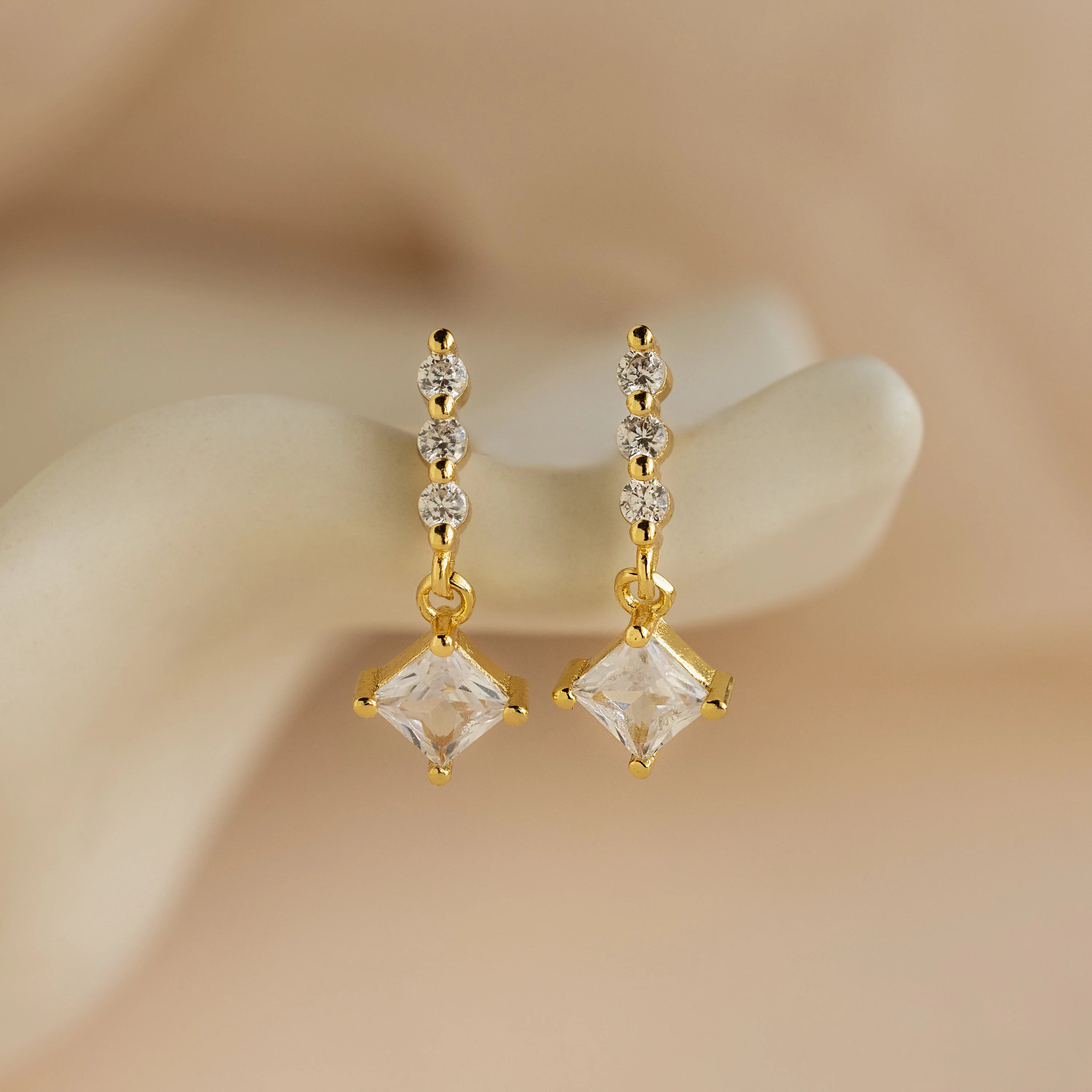 Hoop earrings with circle designs for a classic and timeless shape-Princess Diamond Drop Studs