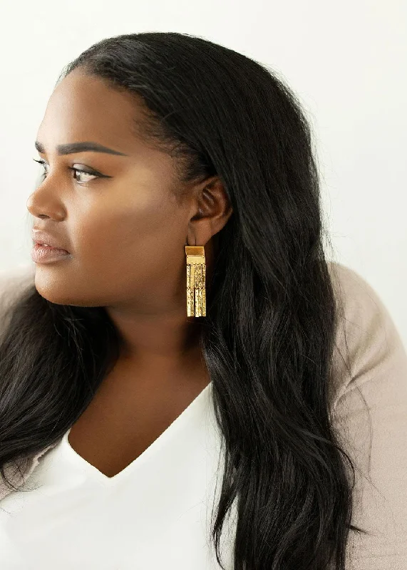 Best hoop earrings with stacked layers for a dimensional and bold look-Shimmer | Hammered Gold Waterfall Earrings