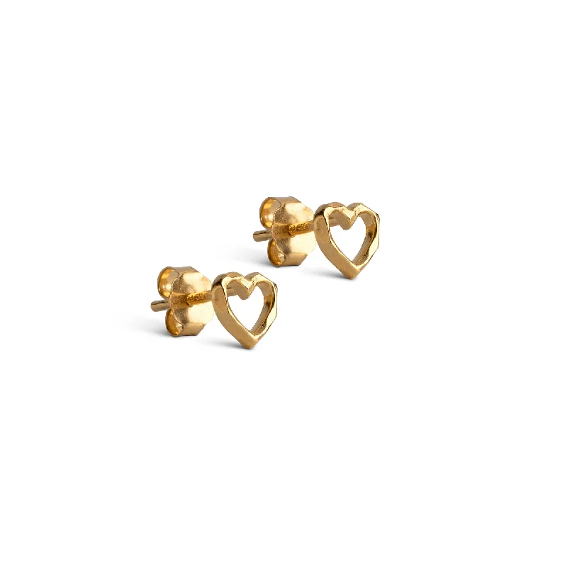 Hoop earrings with leather accents for a sleek and bold combination-Studs, Organic Heart