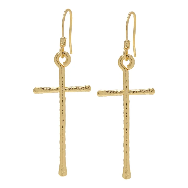 Hoop earrings with textured finishes for a vintage and classic style-Victoria Townsend Yellow Gold Plated Cross Dangling Earrings