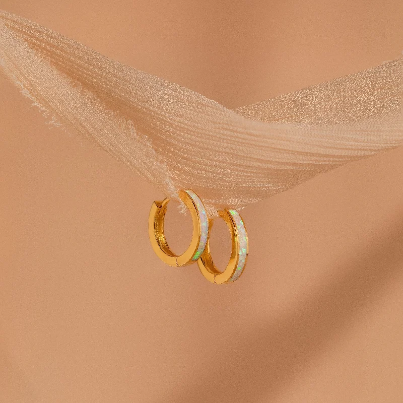 Best hoop earrings with infinity designs for a timeless and meaningful symbol-White Opal Inlay Hoops