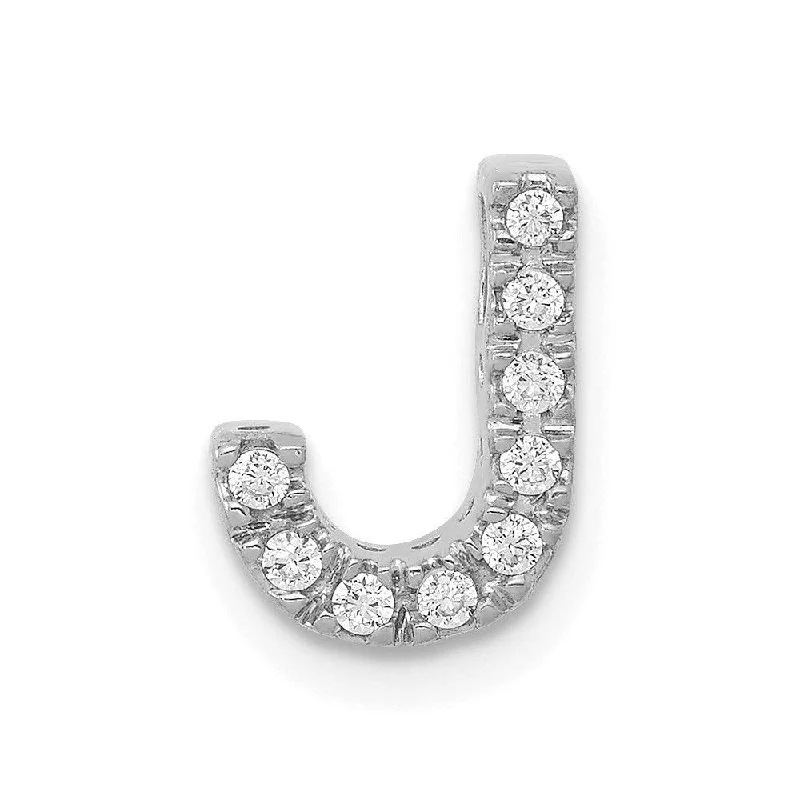 Necklaces and pendants with love knot designs for a romantic, meaningful symbol-14k White Gold Diamond Initial J Charm